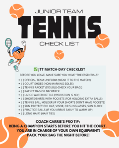Junior Team Tennis Checklist